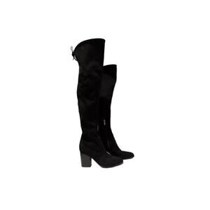 Marc Fisher Black Suede Thigh High Block Heel Arletta Boots Womens 11